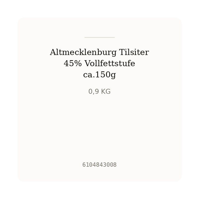Altmecklenburg Tilsiter 45% Vollfettstufe ca.150g