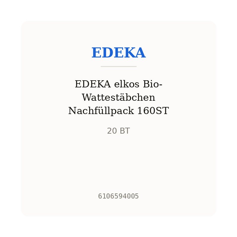 EDEKA elkos Bio-Wattestäbchen Nachfüllpack 160ST