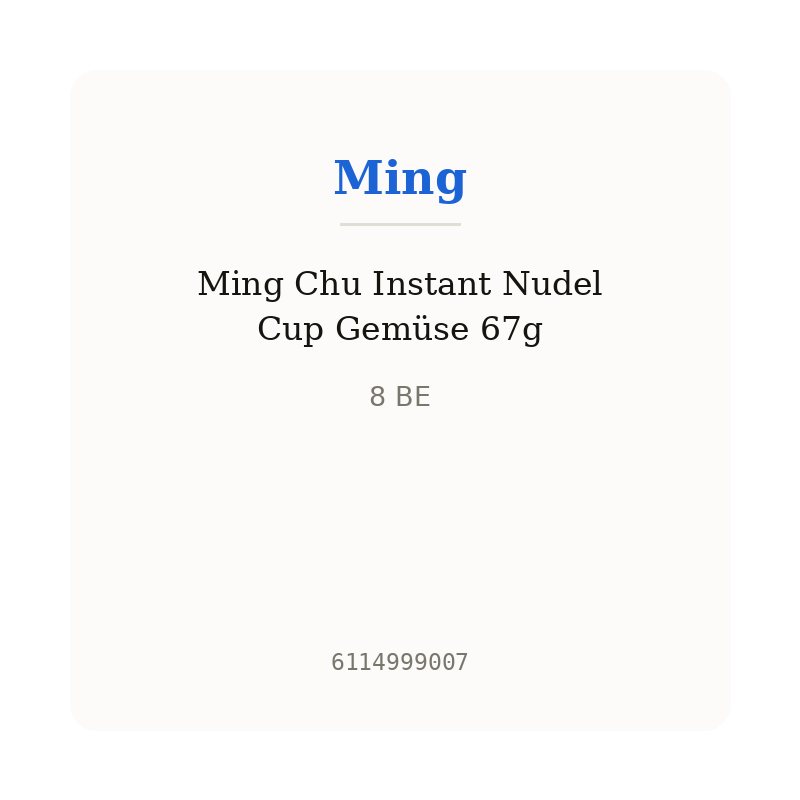 Ming Chu Instant Nudel Cup Gemüse 67g