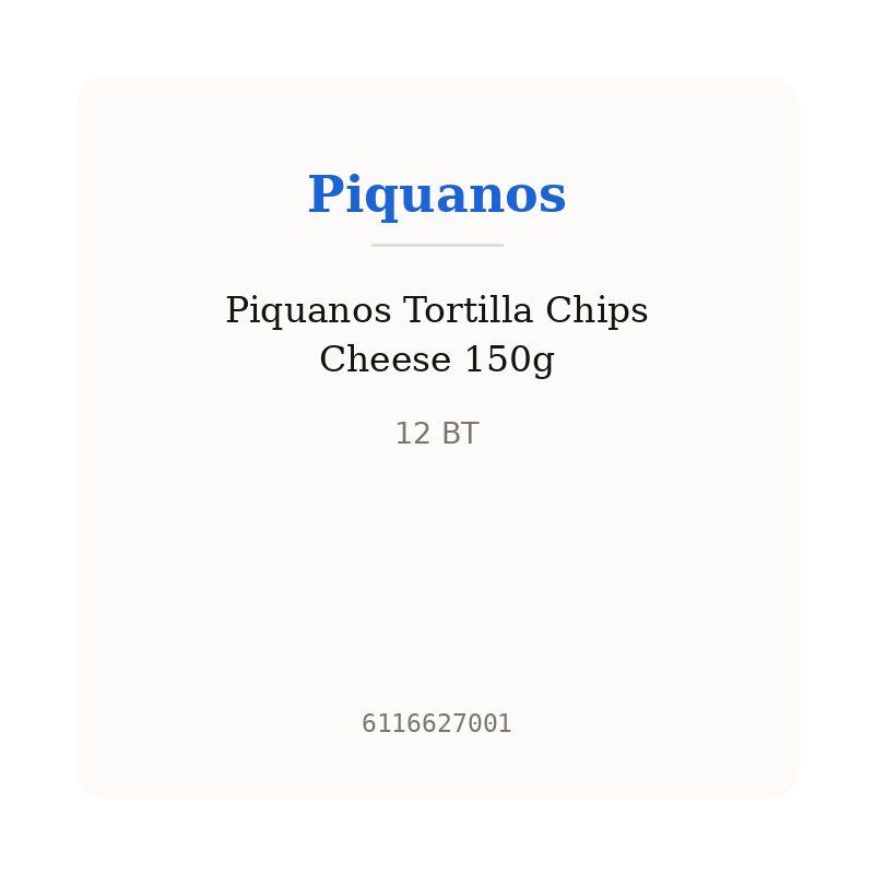 Piquanos Tortilla Chips Cheese 150g