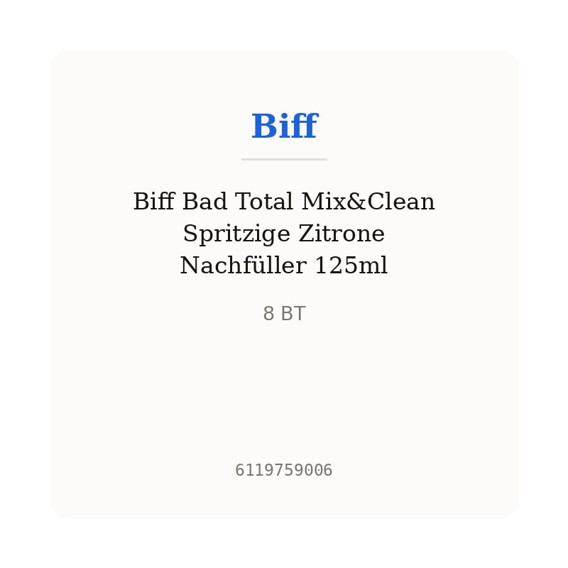 Biff Bad Total Mix&Clean Spritzige Zitrone Nachfüller 125ml