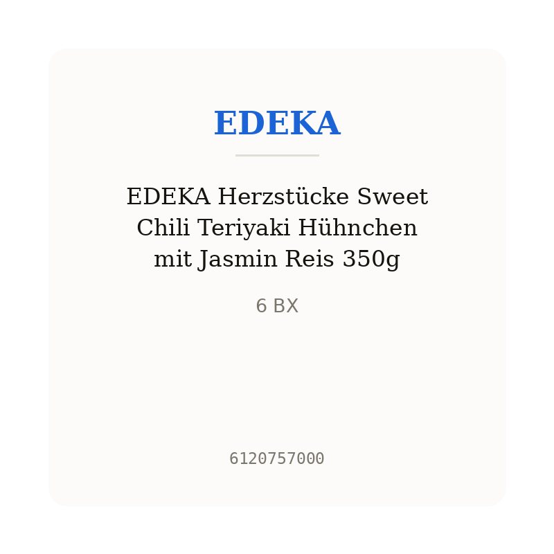 EDEKA Herzstücke Sweet Chili Teriyaki Hühnchen mit Jasmin Reis 350g