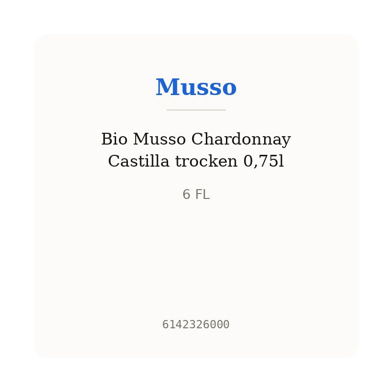 Bio Musso Chardonnay Castilla trocken 0,75l