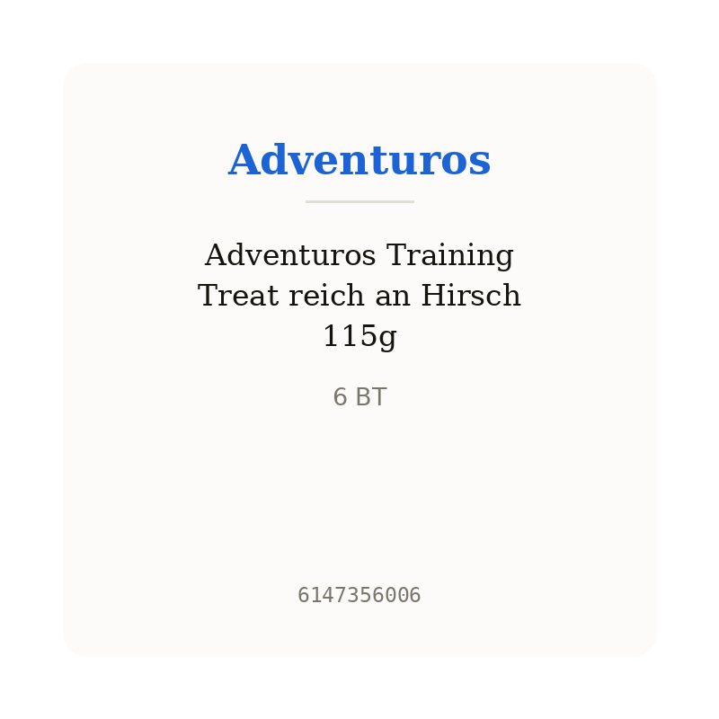 Adventuros Training Treat reich an Hirsch 115g