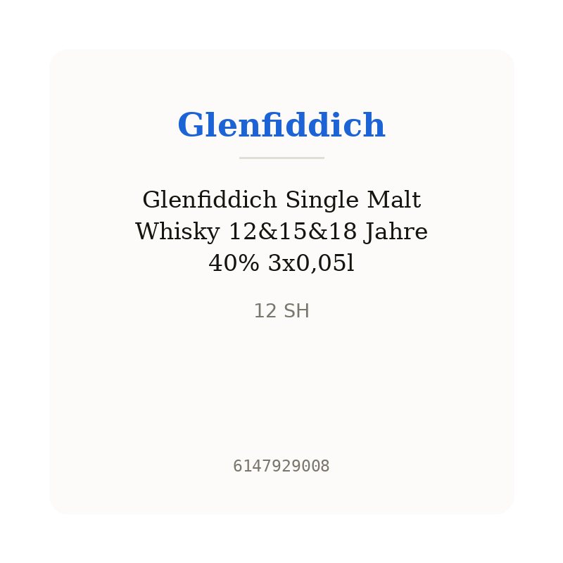 Glenfiddich Single Malt Whisky 12&15&18 Jahre 40% 3x0,05l