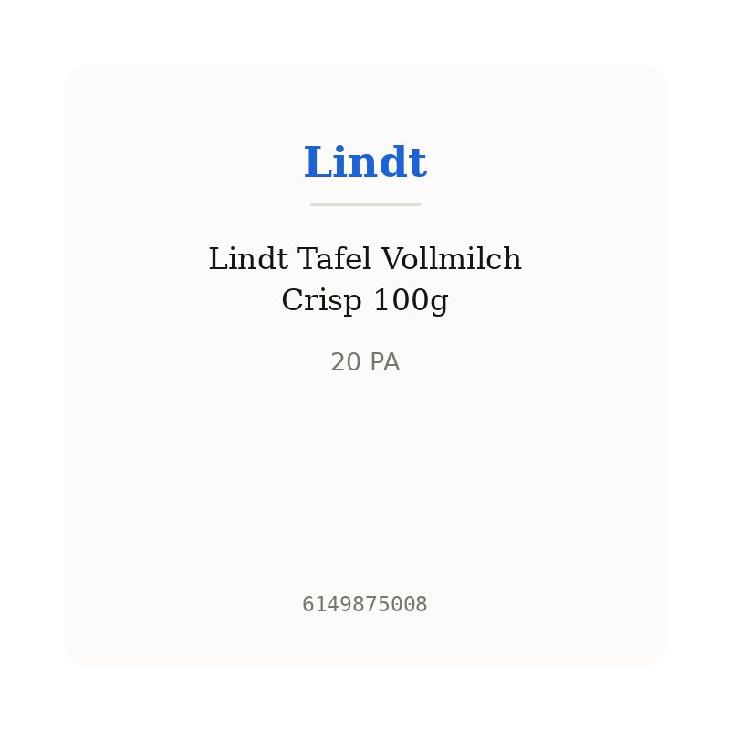 Lindt Tafel Vollmilch Crisp 100g