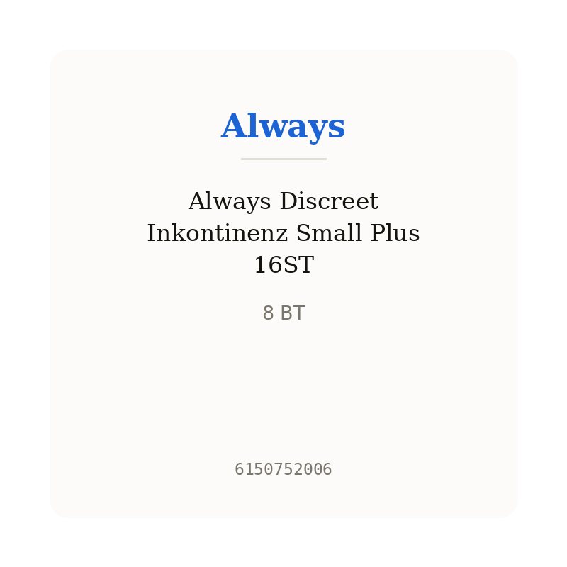 Always Discreet Inkontinenz Small Plus 16ST
