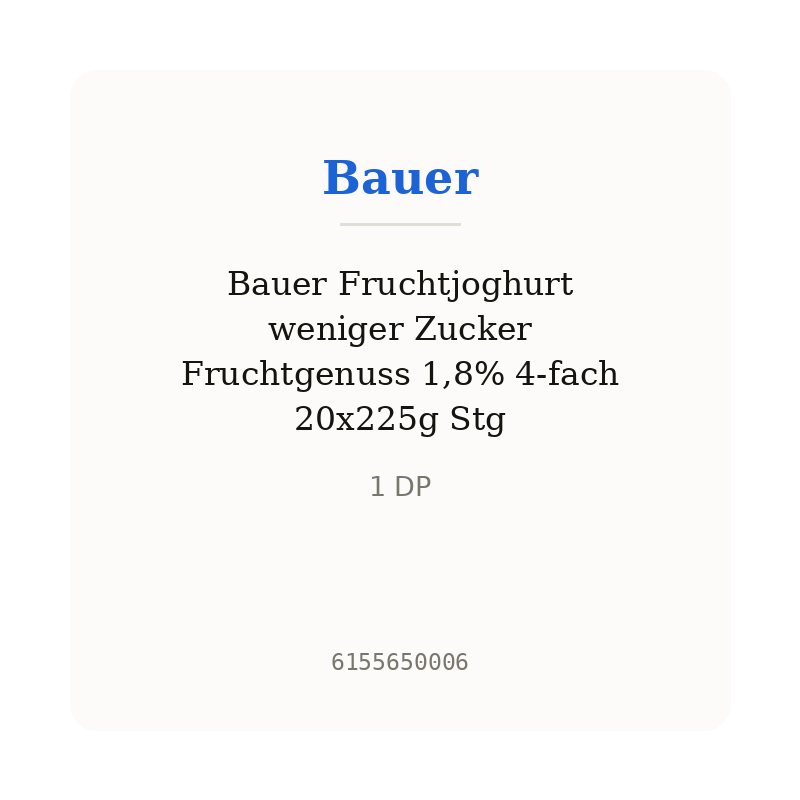 Bauer Fruchtjoghurt weniger Zucker Fruchtgenuss 1,8% 4-fach 20x225g Stg