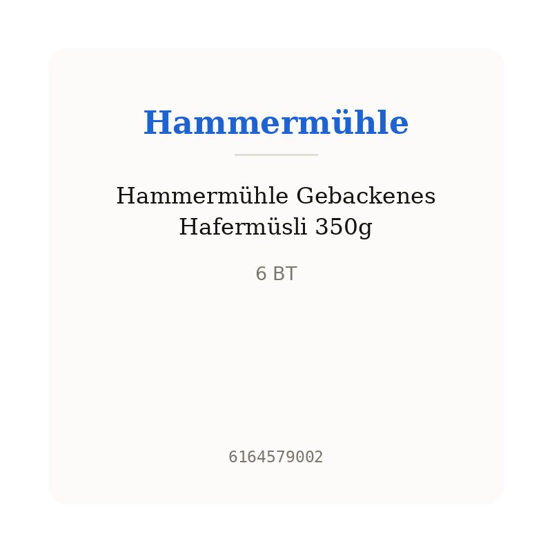 Hammermühle Gebackenes Hafermüsli 350g
