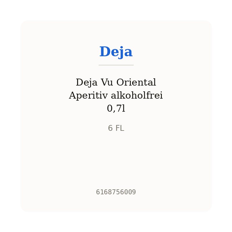 Deja Vu Oriental Aperitiv alkoholfrei 0,7l