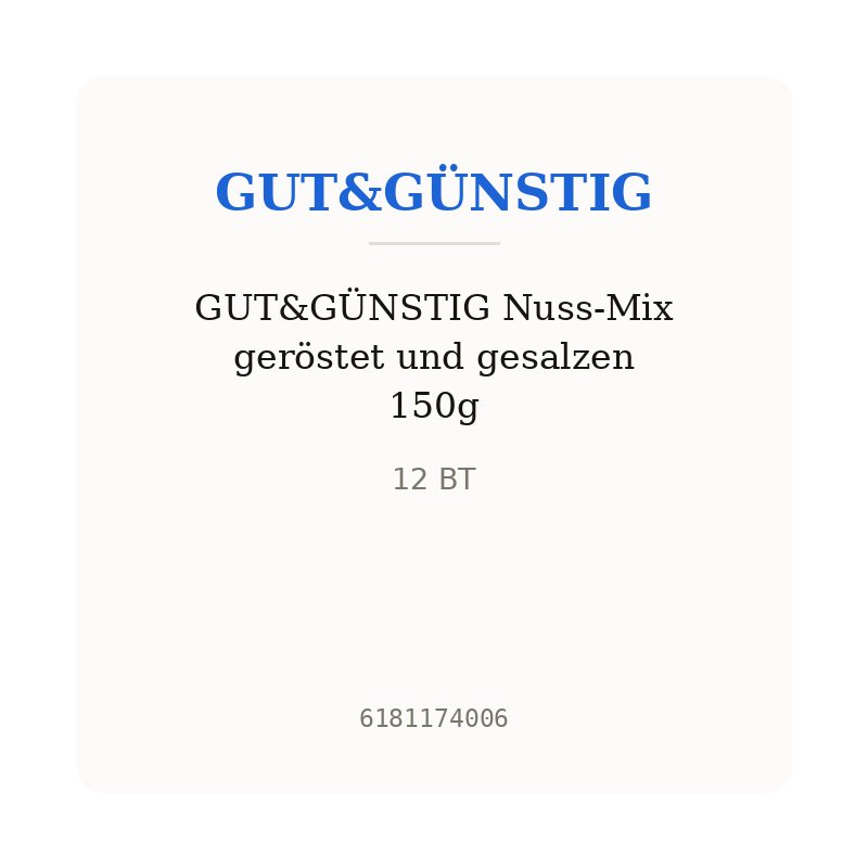 GUT&GÜNSTIG Nuss-Mix geröstet und gesalzen 150g