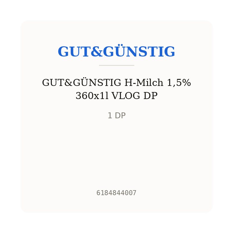 GUT&GÜNSTIG H-Milch 1,5% 360x1l VLOG DP