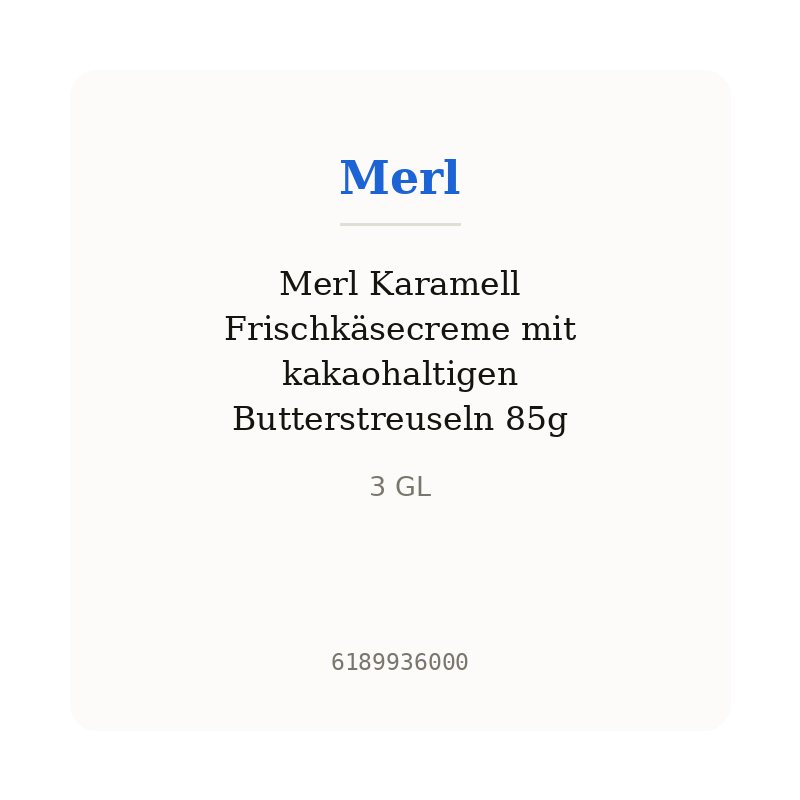 Merl Karamell Frischkäsecreme mit kakaohaltigen Butterstreuseln 85g