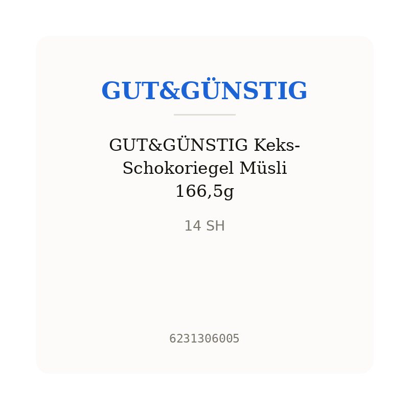 GUT&GÜNSTIG Keks-Schokoriegel Müsli 166,5g