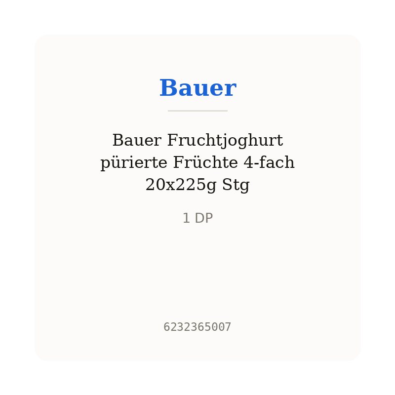 Bauer Fruchtjoghurt pürierte Früchte 4-fach 20x225g Stg