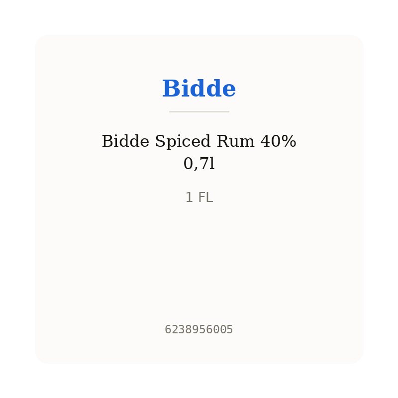 Bidde Spiced Rum 40% 0,7l