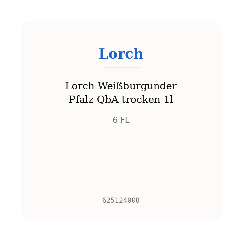 Lorch Weißburgunder Pfalz QbA trocken 1l