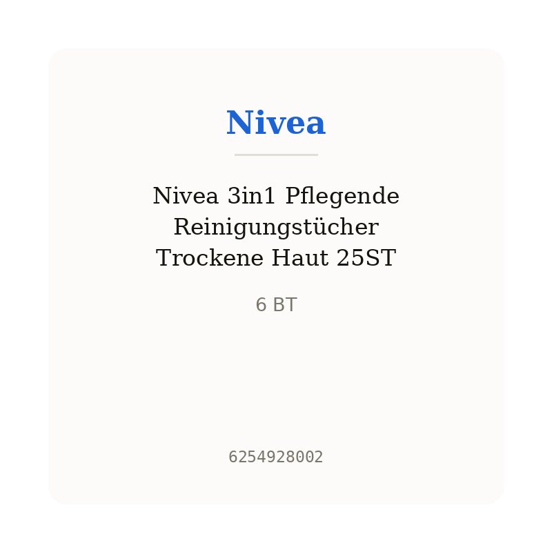 Nivea 3in1 Pflegende Reinigungstücher Trockene Haut 25ST