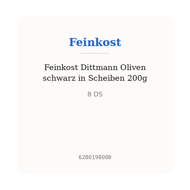 Feinkost Dittmann Oliven schwarz in Scheiben 200g