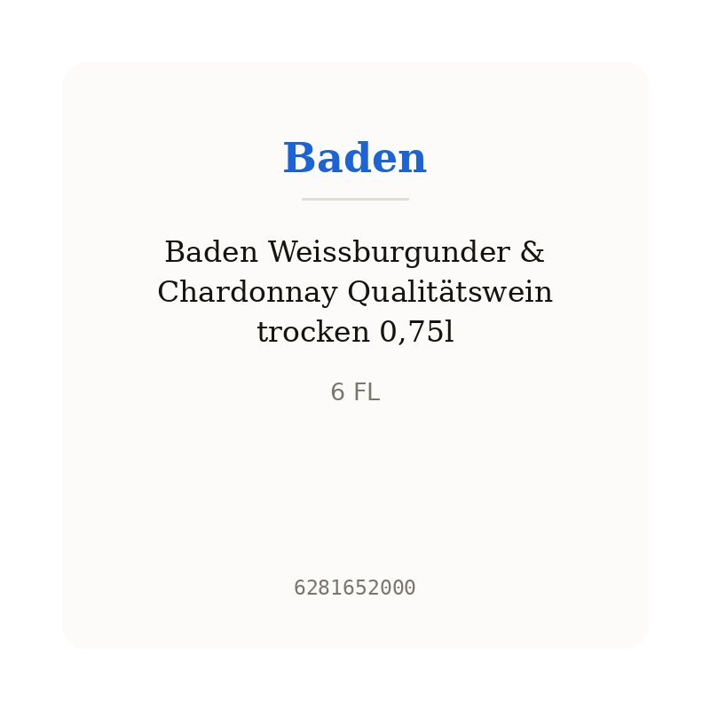 Baden Weissburgunder & Chardonnay Qualitätswein trocken 0,75l
