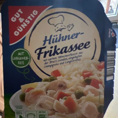 GUT&GÜNSTIG Hühnerfrikassee mit Fleisch, Gemüse, feinem Reis 400g