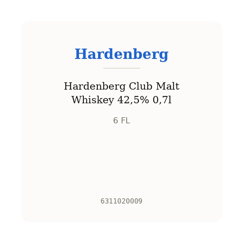 Hardenberg Club Malt Whiskey 42,5% 0,7l