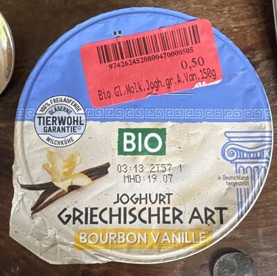 Bio Gläserne Molkerei Joghurt griechischer Art Vanille 150g