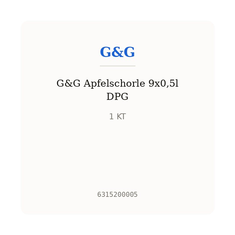G&G Apfelschorle 9x0,5l DPG