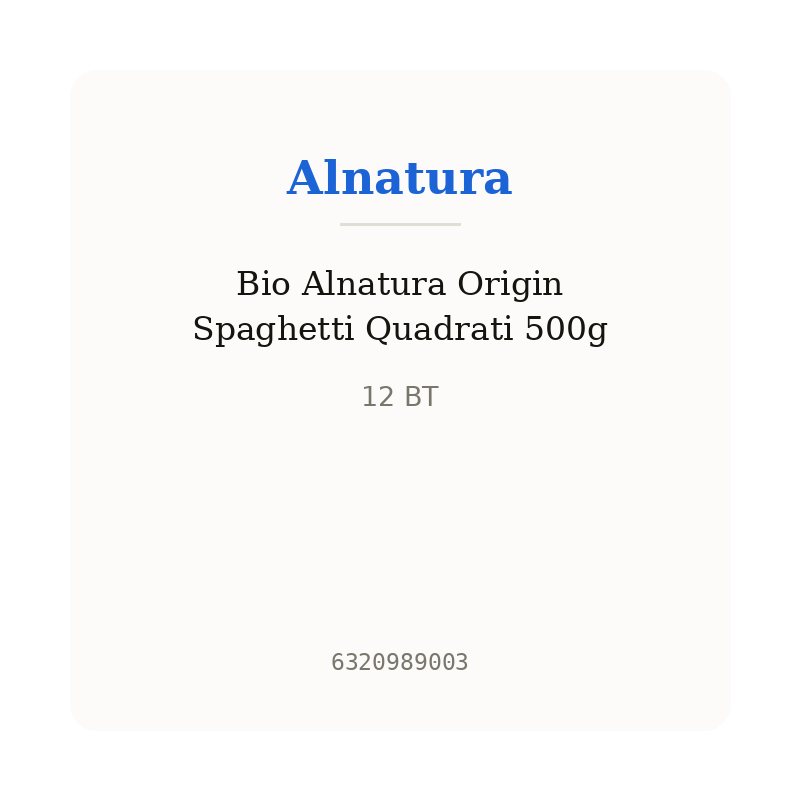Bio Alnatura Origin Spaghetti Quadrati 500g