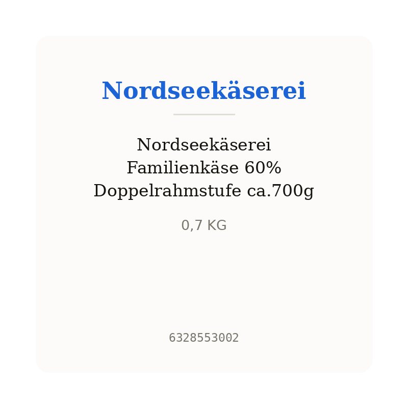 Nordseekäserei Familienkäse 60% Doppelrahmstufe ca.700g