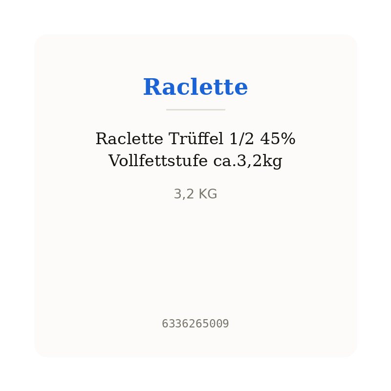 Raclette Trüffel 1/2 45% Vollfettstufe ca.3,2kg
