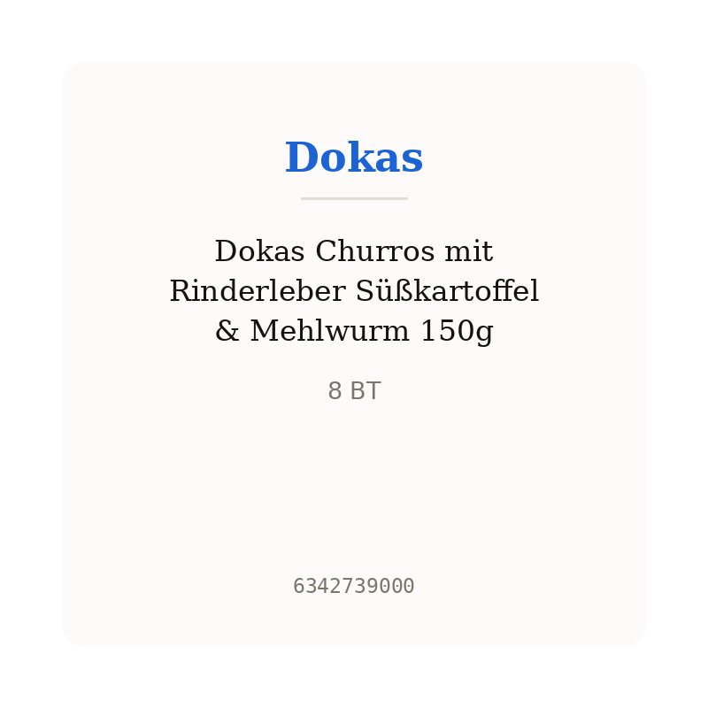 Dokas Churros mit Rinderleber Süßkartoffel & Mehlwurm 150g