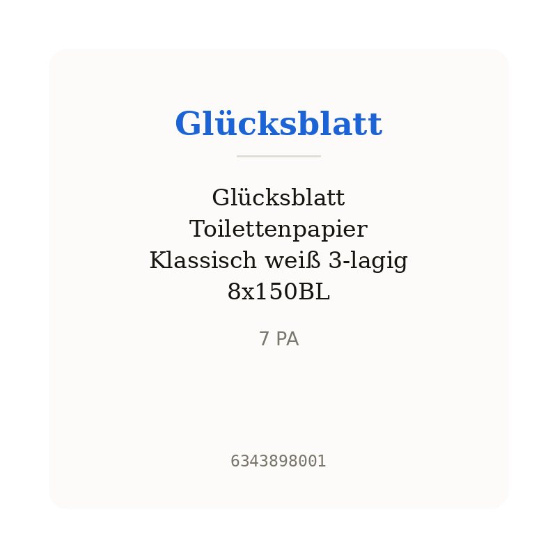 Glücksblatt Toilettenpapier Klassisch weiß 3-lagig 8x150BL