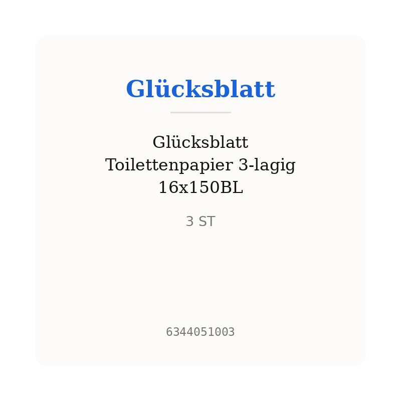 Glücksblatt Toilettenpapier 3-lagig 16x150BL