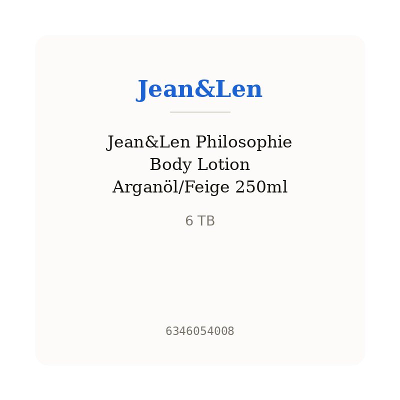 Jean&Len Philosophie Body Lotion Arganöl/Feige 250ml