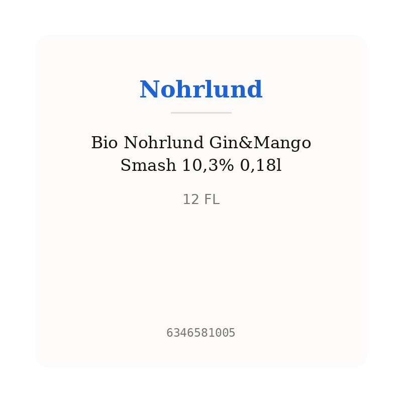 Bio Nohrlund Gin&Mango Smash 10,3% 0,18l