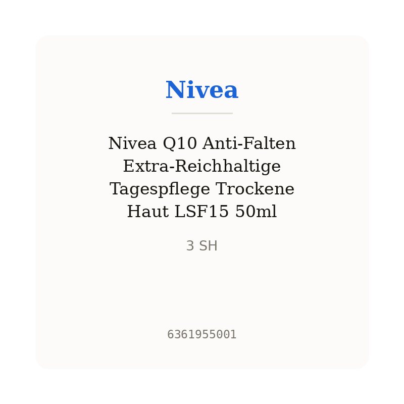 Nivea Q10 Anti-Falten Extra-Reichhaltige Tagespflege Trockene Haut LSF15 50ml