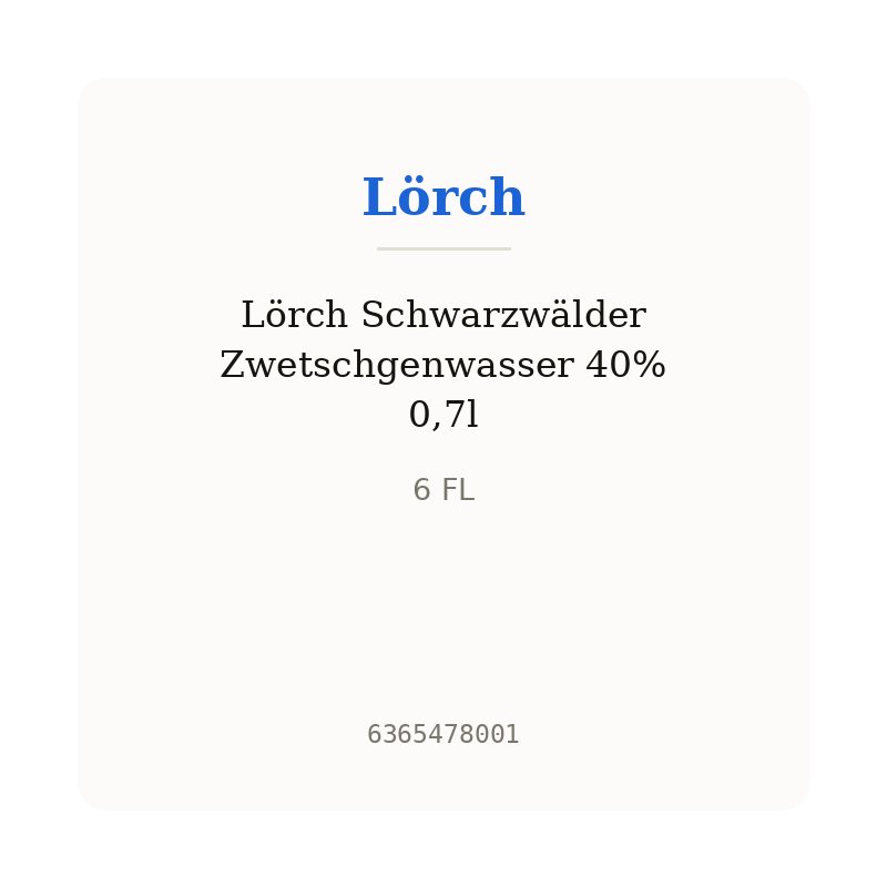 Lörch Schwarzwälder Zwetschgenwasser 40% 0,7l