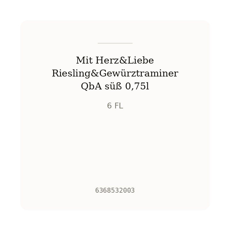 Mit Herz&Liebe Riesling&Gewürztraminer QbA süß 0,75l