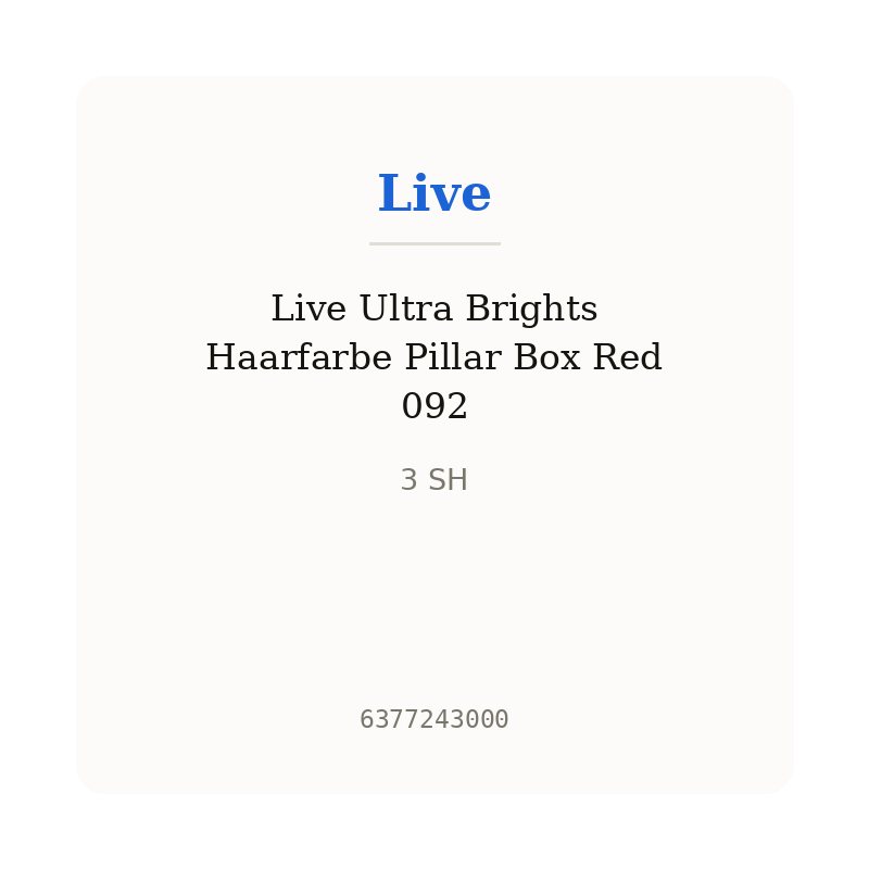 Live Ultra Brights Haarfarbe Pillar Box Red 092