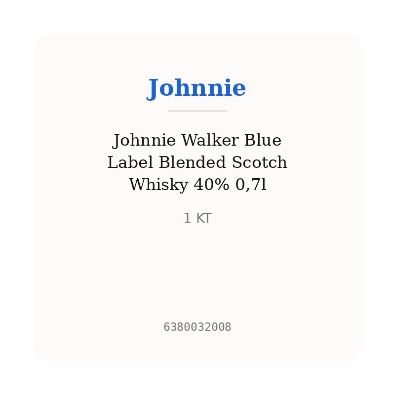 Johnnie Walker Blue Label Blended Scotch Whisky 40% 0,7l
