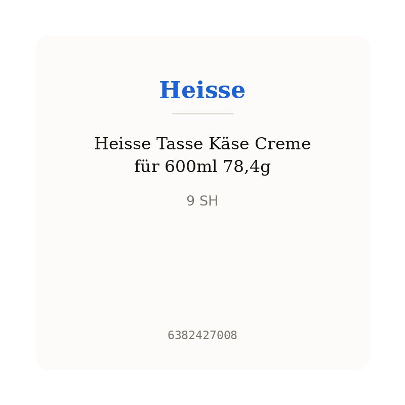 Heisse Tasse Käse Creme für 600ml 78,4g