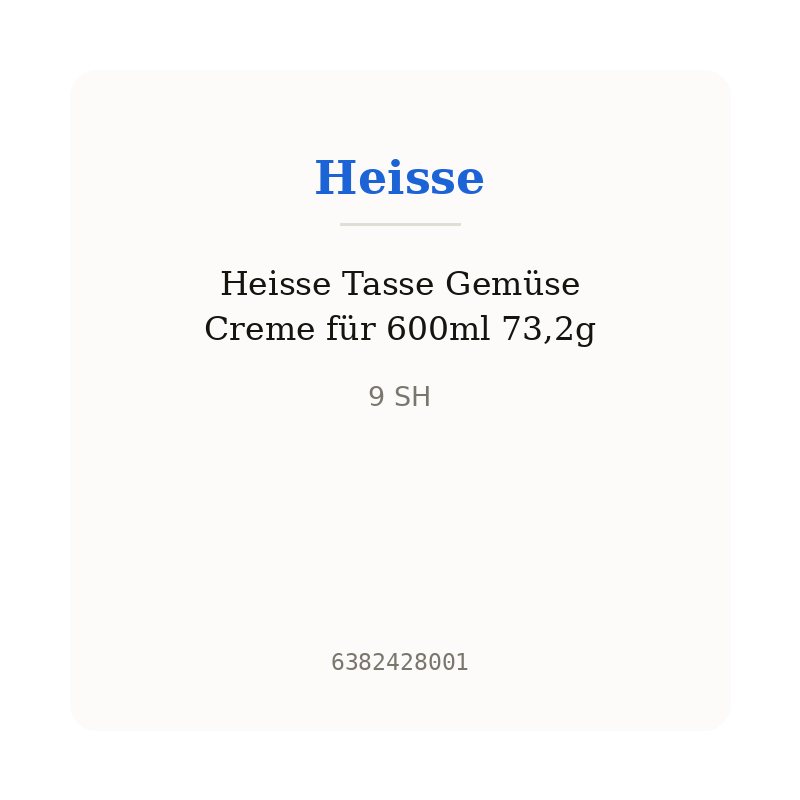 Heisse Tasse Gemüse Creme für 600ml 73,2g