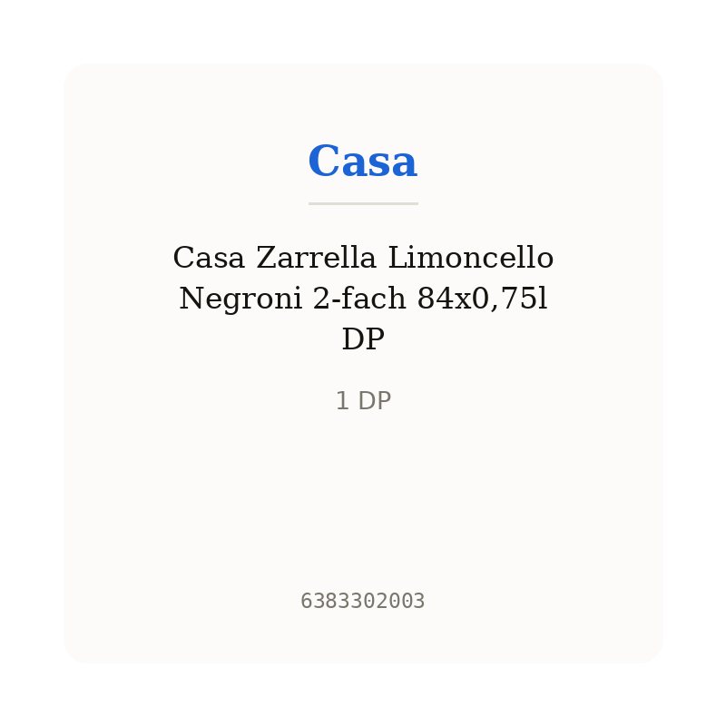 Casa Zarrella Limoncello Negroni 2-fach 84x0,75l DP