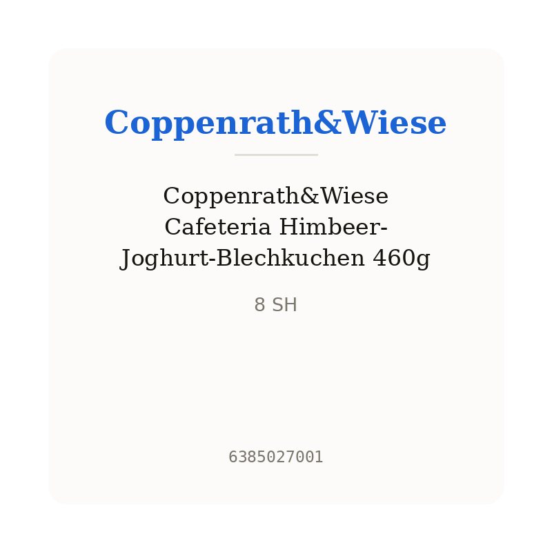 Coppenrath&Wiese Cafeteria Himbeer-Joghurt-Blechkuchen 460g