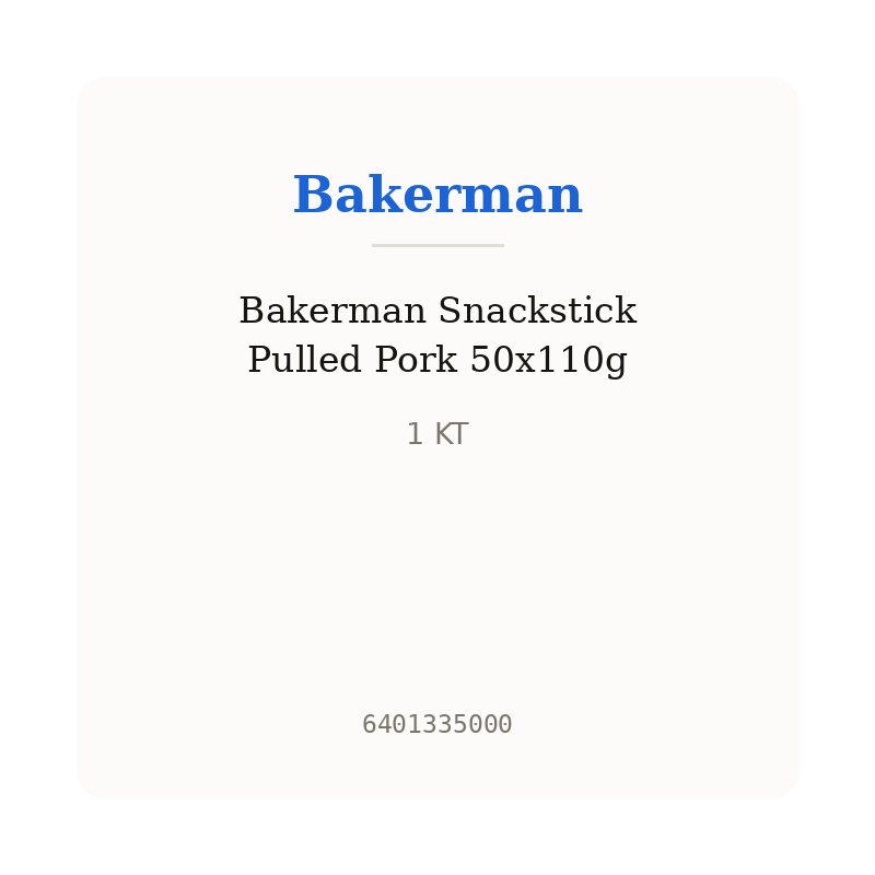 Bakerman Snackstick Pulled Pork 50x110g