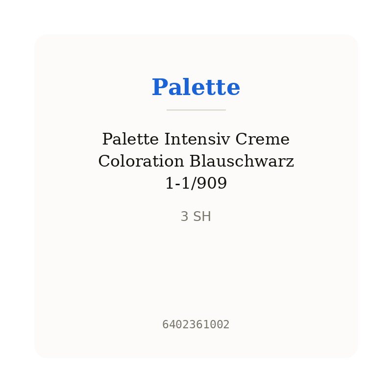 Palette Intensiv Creme Coloration Blauschwarz 1-1/909