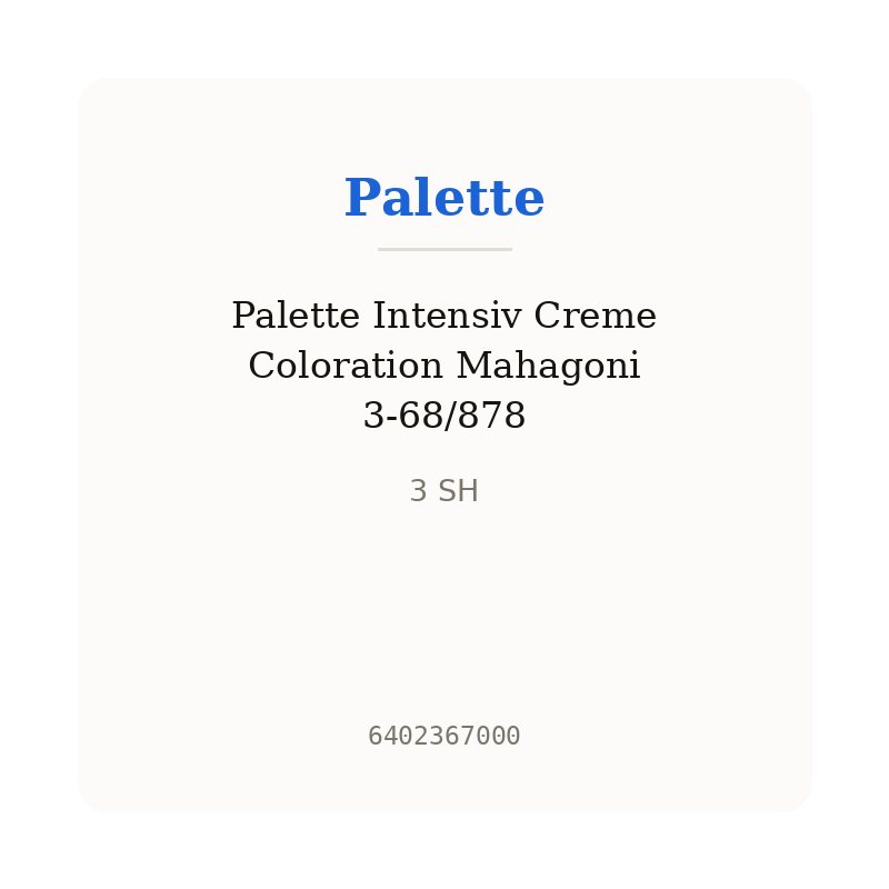 Palette Intensiv Creme Coloration Mahagoni 3-68/878