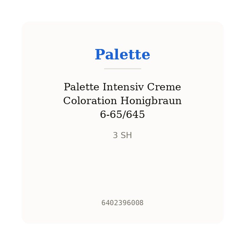 Palette Intensiv Creme Coloration Honigbraun 6-65/645