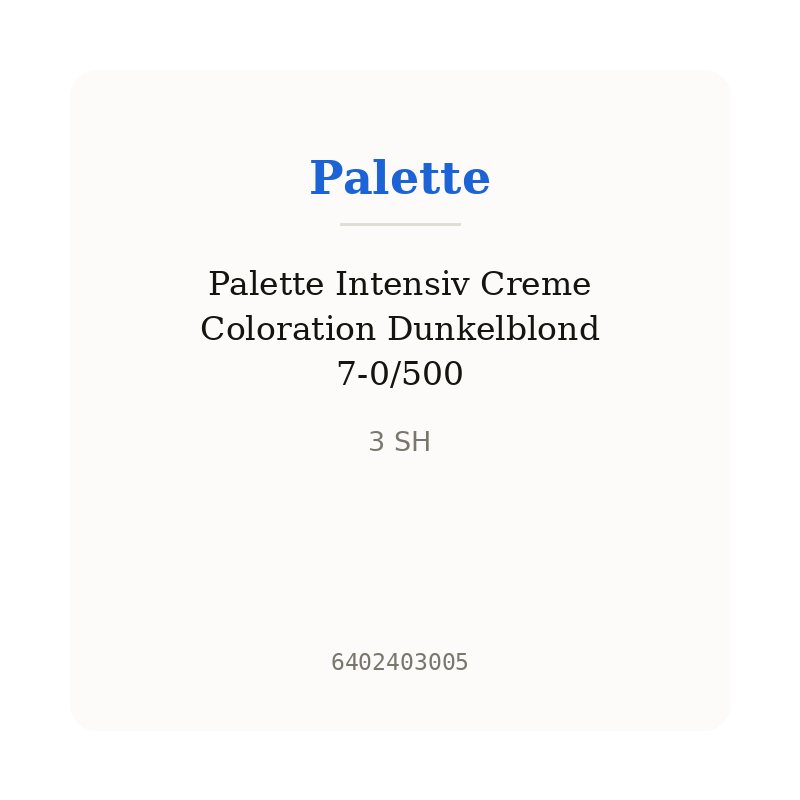 Palette Intensiv Creme Coloration Dunkelblond 7-0/500